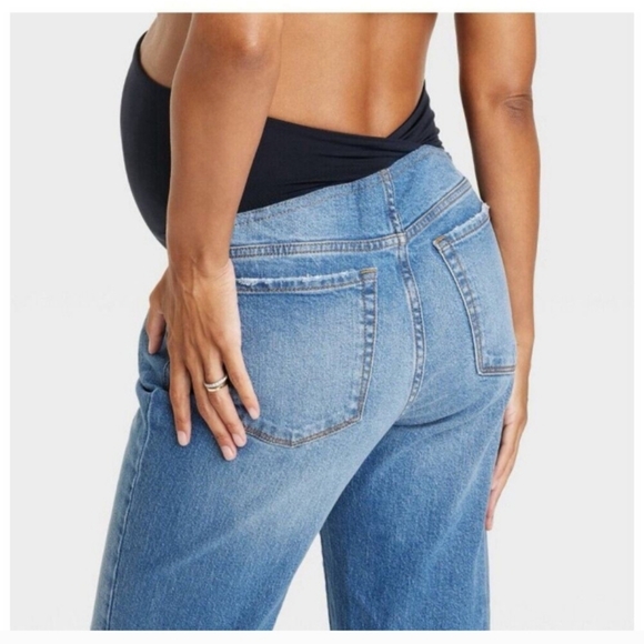 NWT Sz 12 Over Belly 90's Straight Leg Maternity Ankle Jeans - Isabel Maternity - Picture 2 of 15